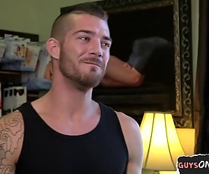 Tattooed muscle edged and teased with toys