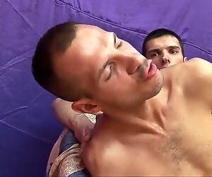 Handsome mature gay man with a sexy slender body sucking a stranger's big hard cock